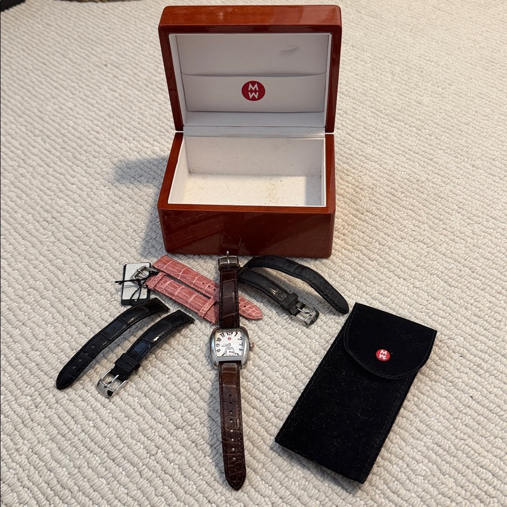 MICHELE Urban Stainless Steel Watch | Swiss | Alligator Strap